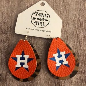 Houston Astros Leather Earrings